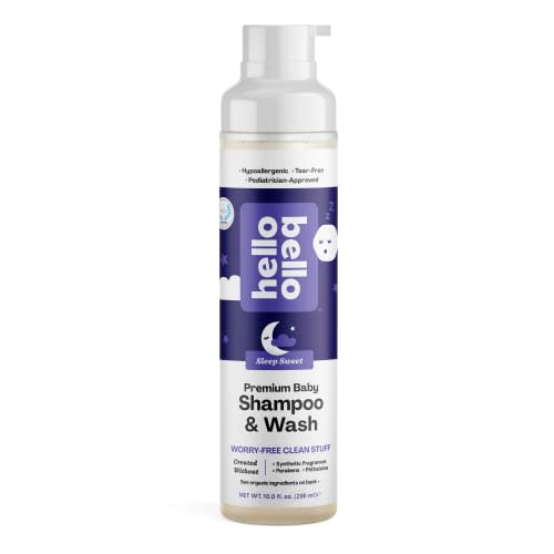 Hello Bello Nighttime Shampoo & Body Wash - Gentle Hypoallergenic Formula for Babies and Kids - Vegan and Cruelty-Free - Sweet Sleep Scented - 10 fl oz