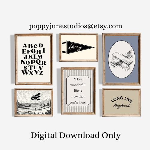 Vintage Airplane Nursery Gallery Wall, Transportation Bedroom, Vintage Planes Nursery, Aviation Bedroom Wall Art, Printable Nursery Wall Art