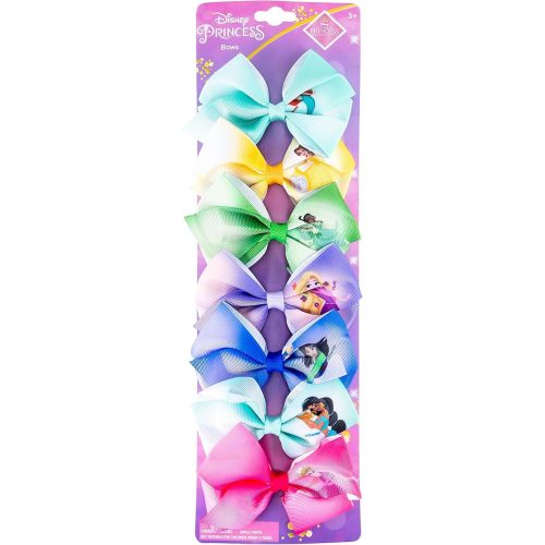 Disney Princess - Girls Hair Accessories Gift Set - Kids Hair Bows - 7 Pcs 4 Inch Bundle - Different Princess on Each Clip - Alligator Clip Ages 3+
