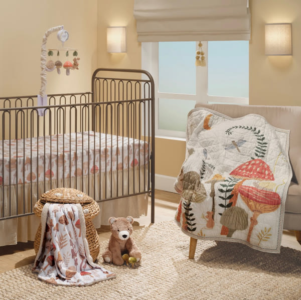 Mushroom Meadow 3-Piece Organic Crib Bedding Set