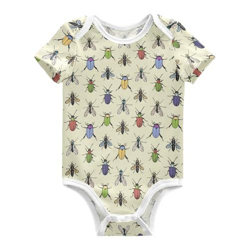 Wusikd Colored Bugs Unisex Baby Bodysuit Cotton Baby Short Sleeve Clothes 3 Months for Boys Girls