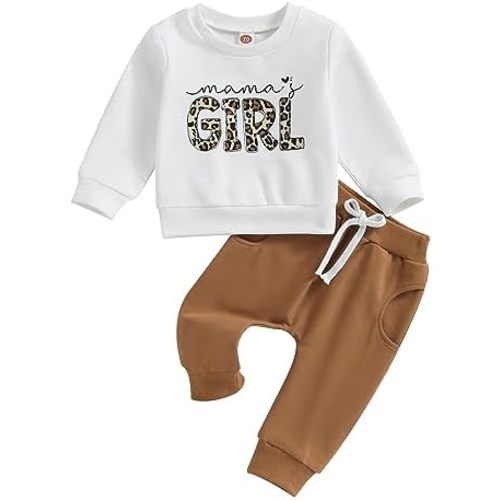 Toddler Baby Girl Fall Outfit Letter Print Sweatshirt Tops Elastic Waist Pant Cute Infant Newborn Winter Clothes Set