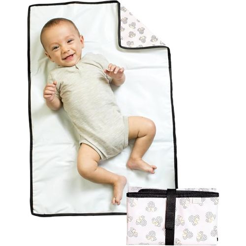 Disney Baby by J.L. Childress Full Body Portable Changing Pad - Disney Travel Essential - Padded, Waterproof, Foldable Diaper Changing Pad - Extra-Large 19" x 30" - Minnie Mouse Dot