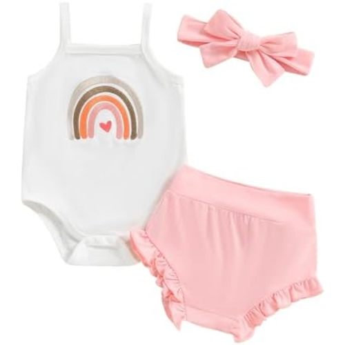 Thorn Tree Newborn Baby Girls Clothes Cotton Suit Cute Baby Kid Infant Romper Play Wear Summer Rainbow Outfits