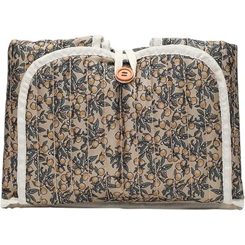 Quilted Baby Diaper Changing Pad Flower Change Mat Foldable Floral Changing Pad Liner (Brown Floral)