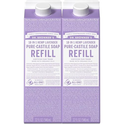 Dr. Bronner's Pure-Castile Liquid Soap Refill (Lavendar 32oz, Pack of 2)