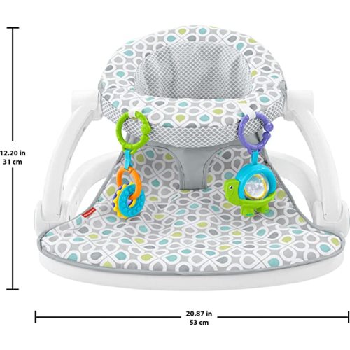 Fisher-Price Baby Portable Chair Sit-Me-Up Floor Seat With Developmental Toys & Machine Washable Seat Pad, Honeydew Drop