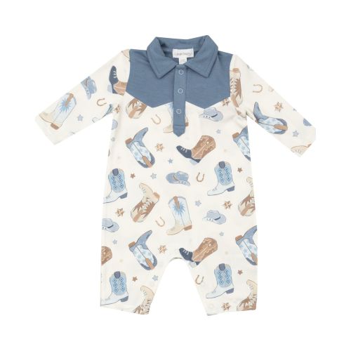 3-6 mos. Angel Dear Infant Boys' Boot Conversation Print Long Sleeve Onesie | Boot Barn