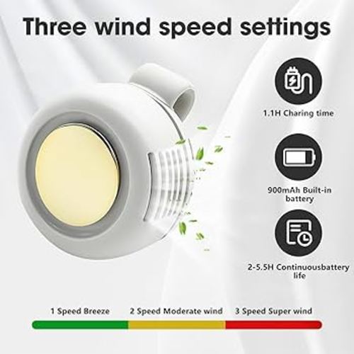 Amazon.com: Portable Silent Mini Bladeless Fan Clip On,2025 Upgrade Adjustable 3-Speed Suspended Fans for Waist Neck,Whirlwind Bladeless Fan for Outdoor & Travel & Office, Travel Accessories(White) : Home & Kitchen