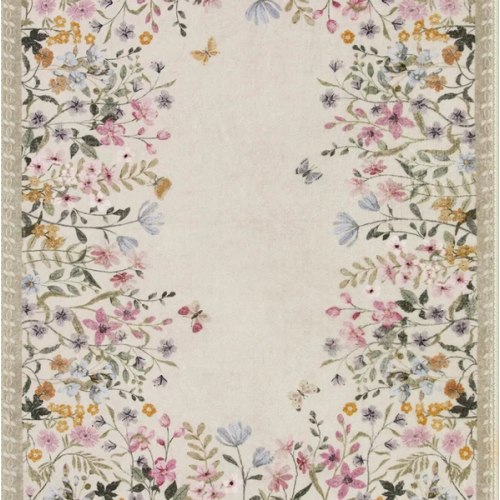 Solene Modern Blooming Floral Garden Beige Area Rug - Lahome