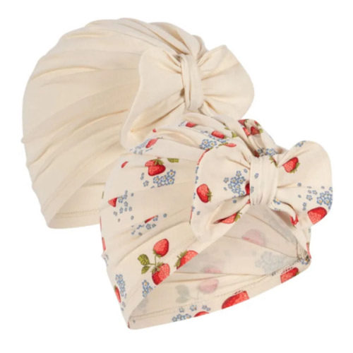 Konges Sløjd - Set of 2 Bambi organic cotton bonnets - Ecru | Smallable
