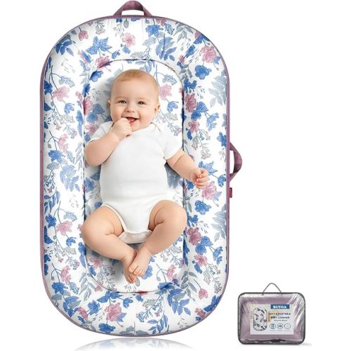 BUTOA Baby Lounger - Breathable Soft Baby Nest, Portable Infant Support Cushion Tummy Time Mat for 0-24 Months, Infant Lounger for Home and Travel, Ideal Newborn Babies Essentials Baby Shower Gifts