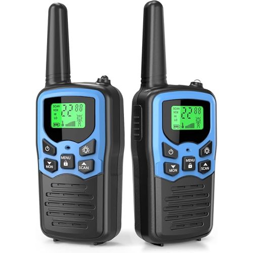Walkie Talkies,MOICO Long Range Walkie Talkies for Adults Two-Way Radios with 22 Channels FRS VOX Scan LCD Display with LED Flashlight for Field, Survival Biking Hiking Camping 2 Pack (Blue)