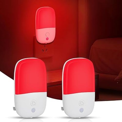 670nm Red Light Night Light for Sleep Therapy, 2 Pack Auto On/Off Dimmable Night Light with Dusk to Dawn Sensor, LED Night Lights Plug into Wall Promote Melatonin Natural Sleep for Baby Kid Adult Room