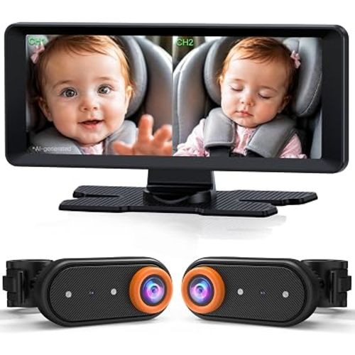 LUCKVIEW BM5PRO Baby Car Camera for 2 Kids, 7.2" Split Screen Monitor