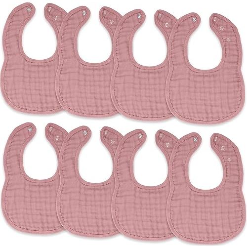 Comfy Cubs Muslin Baby Bibs, Drool Bibs, Adjustable with Easy Snaps, Teething & Drooling, Absorbent Bibs for Boys & Girls
