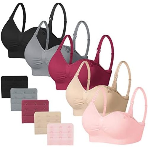 JAMRID Sleeping Nursing Bras for Breastfeeding Maternity Bras for Pregnancy Pumping Bra Underwear with Extra Extenders