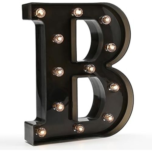 Light Up Black Alphabet Marquee Letters Sign LED Marquee Number Lights Sign for Night Light Home Bar Christmas Lamp Birthday Party Wedding Decorations B