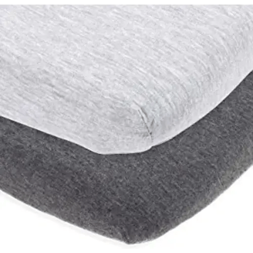Fitted Pack and Play Sheets Compatible ith Graco Pack n Play and Other 27 x 39 Inch Playard Mattress Pad – Heather Grey – 2 Pack
