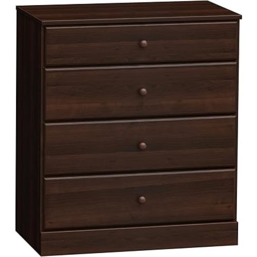 Prepac Astrid Simplistic 4-Drawer Dresser for Bedroom, Functional Bedroom Dresser Chest of Drawers 18.25" D x 30" W x 34" H, Espresso, EDBR-0401-1