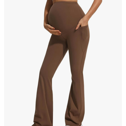 JOYSPELS Smooth Feeling Flare Maternity Leggings Over The Belly with Pockets Soft Bootcut Pregnancy Yoga Pants