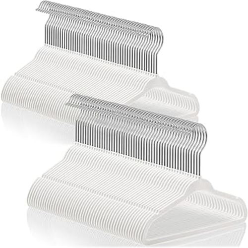 Casafield 100 Velvet Baby Hangers - 11" Size for Infant & Toddler Clothes - Ivory