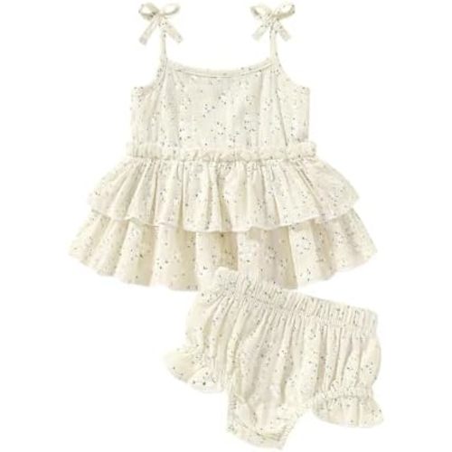 Happy Town Baby Girl Clothes Summer Infant Outfits Sleeveless Tank Tops Newborn Shorts Set Bloomers Toddler Shirt