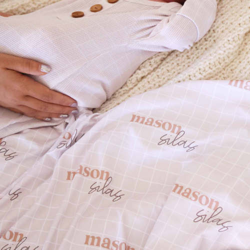 Sloane's Squares Personalized Swaddle Blanket