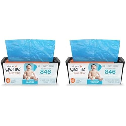 Diaper Genie Easy Roll Refill | 18 Bags Per Refill | Holds Up to 846 Newborn Diapers | Odor Control | Diaper Pail Refill Bags | Fits Diaper Genie Signature & Platinum Pails, Packaging may vary
