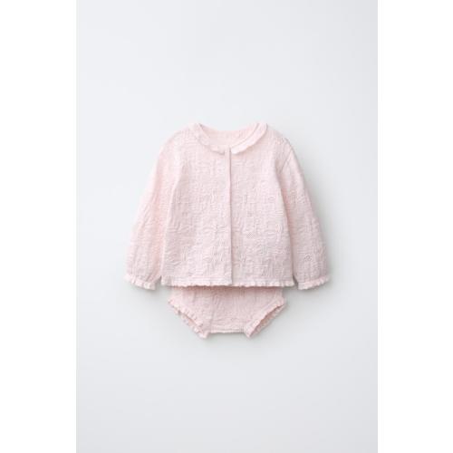 COTTON-SILK KNIT JACKET AND BLOOMERS SET - Pastel pink | ZARA United States