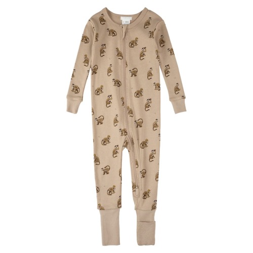 Monkey Print Convertible Organic Cotton One-Piece Pajamas