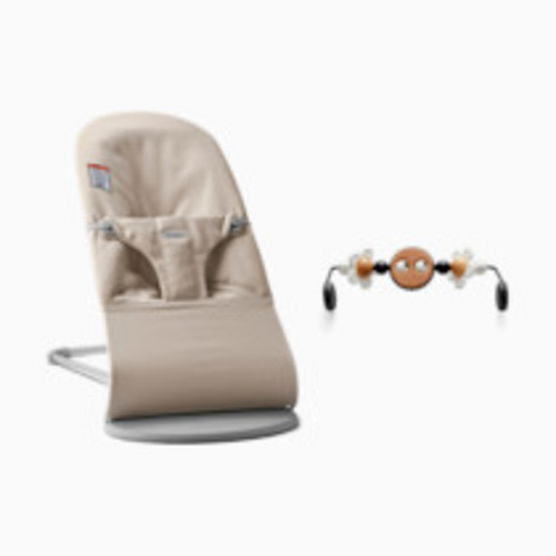 BabyBjörn Bouncer Bliss and Toy Bar Bundle - Light Beige Melange/Bw Googly Eyes