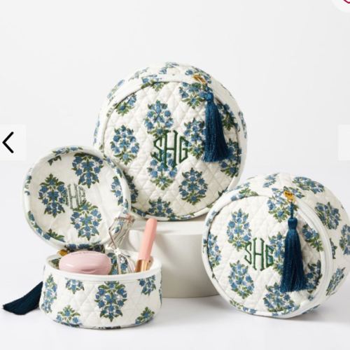 Block Print Quilted Nested Pouches, Set of 3