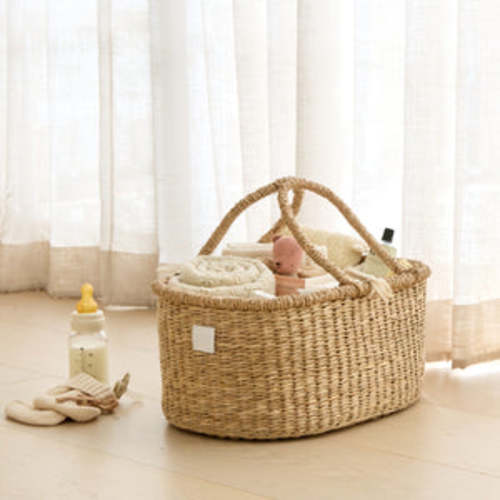 Baby Diaper Caddy Organizer "ROSA" Handmade & Natural by BEBE BASK® – BEBE BASK