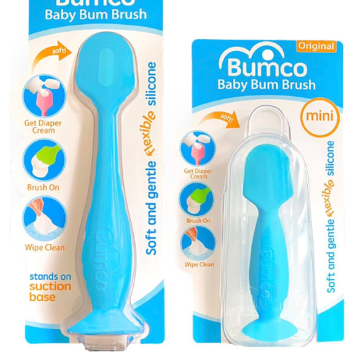 Bumco Baby Bum Brush + Mini Diaper Cream Spatula with Case - BPA-Free Butt Spatula Baby, Soft Diaper Spatula, Baby Diaper Cream Applicator, Mom-Invented Diaper Bag Essentials, Butt Spatula