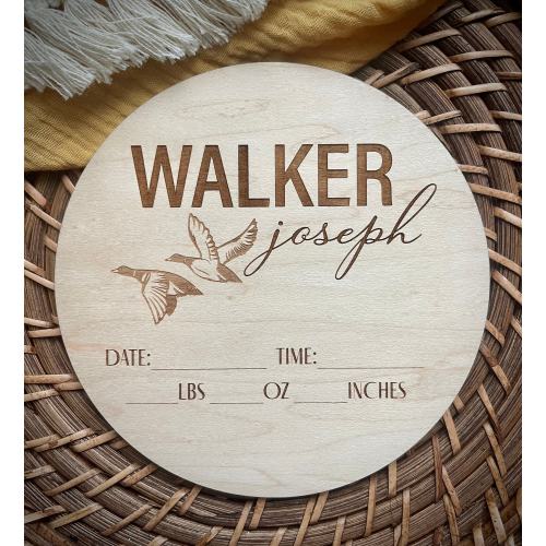 Duck Theme Engraved Baby Name Announcement Sign