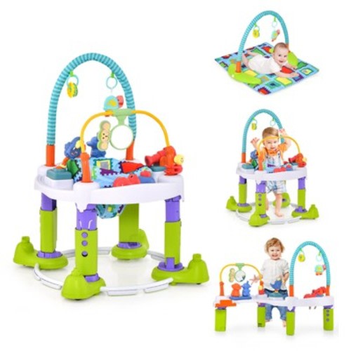 Infans 4-in-1 Baby Bouncer Activity Adjustable Center Activity Saucer w/ Music Box