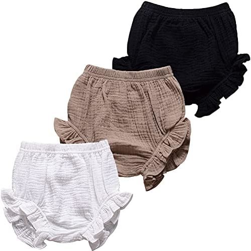 3PC Baby Boys Girls Shorts Bloomers Baby Girls Boys Summer Cotton Shorts Floral Ruffle Elastic Waist Bloomers Shorts