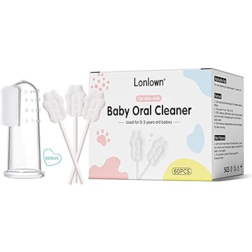 60PCS Baby Tongue Cleaner & 1PCS Finger Toothbrush Infant Mouth Cleaner Newborn Gum Cleaner Disposable Infant Oral Clean Stick Dental Care for 0-36 Month Baby