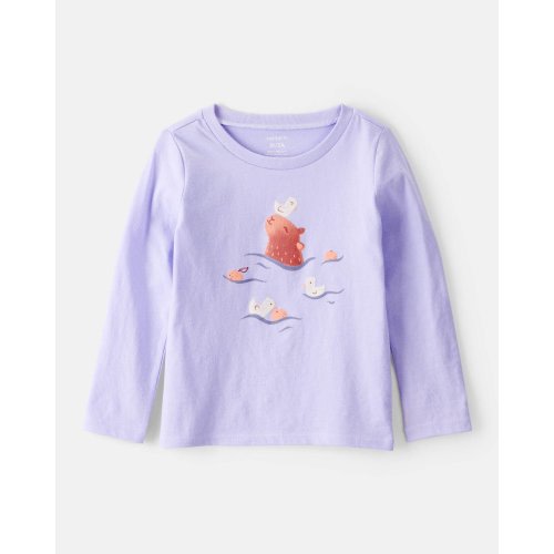 Toddler Girl Cabybara Long-Sleeve Graphic Tee - Purple (5T)