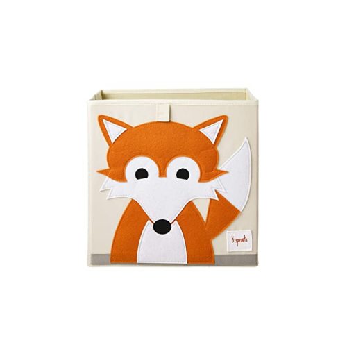 3 Sprouts Cube Storage Box - Organizer Container for Kids & Toddlers, Fox