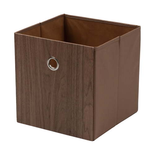 Mainstays Collapsible Fabric Cube Storage Bin, Natural Wood, 10.5 in x 10.5 in x 10.75 in