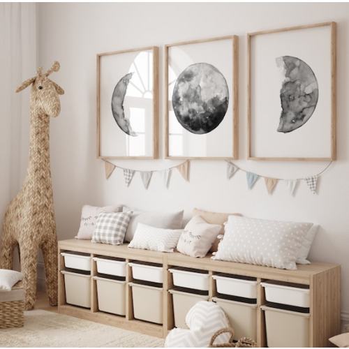 Moon Wall Art Prints, Moon Posters, Minimalist Art, Black and White Print, Moon Phase, Abstract Bedroom Wall Art, Living Room Decor - Etsy