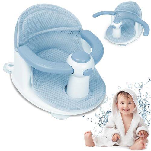 Baby Bath Seat for Babies 6 Months & up, Soft Cushions, Non-Slip Baby Bath Seat, Safe & Comfortable Baby Bath Support, for Bathtub/Living Room/Shower Room (Blue)