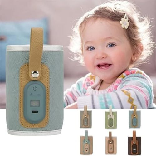 Strifee Baby Bottle Warmer, 2024 New Strifee Baby Bottle Warmer Portable, Rechargeable Strifee Baby Bottle Warmer to Go, Temperature Adjustable Portable Baby Bottle Warmer with LED Display(Blue) - blue