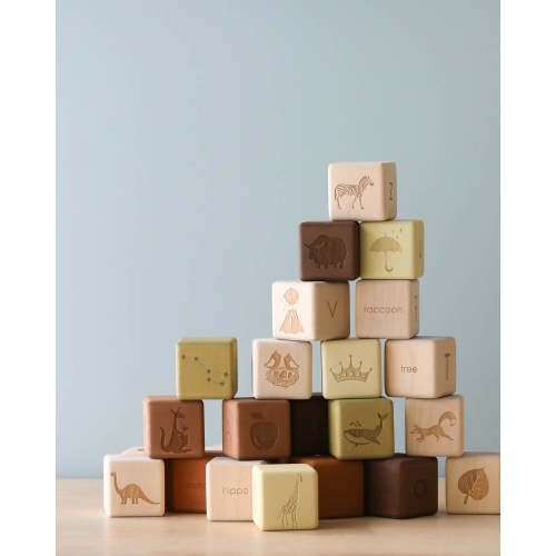 Alphabet Wooden Blocks - Olive