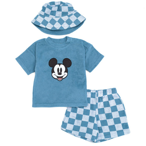 Disney Mickey Mouse Newborn Baby Boys T-Shirt Shorts and Hat 3 Piece Newborn to Infant