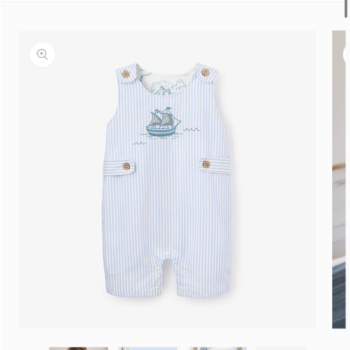 Boat Embroidered Oxford Stripe Jon Jon – Elegant Baby