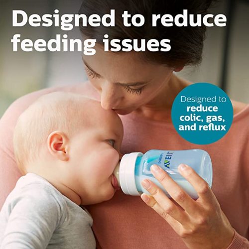 Philips Avent Anti-Colic Bottle with AirFree Vent, 9oz, with Flow 2 Nipples, 1m+, 4pk, Blue, SCY703/24