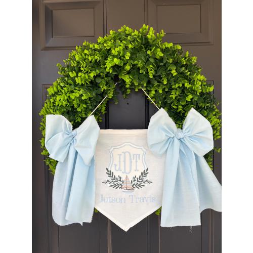 Embroidered Nautical Sail Boat Baby Banner | Welcome Baby Boy